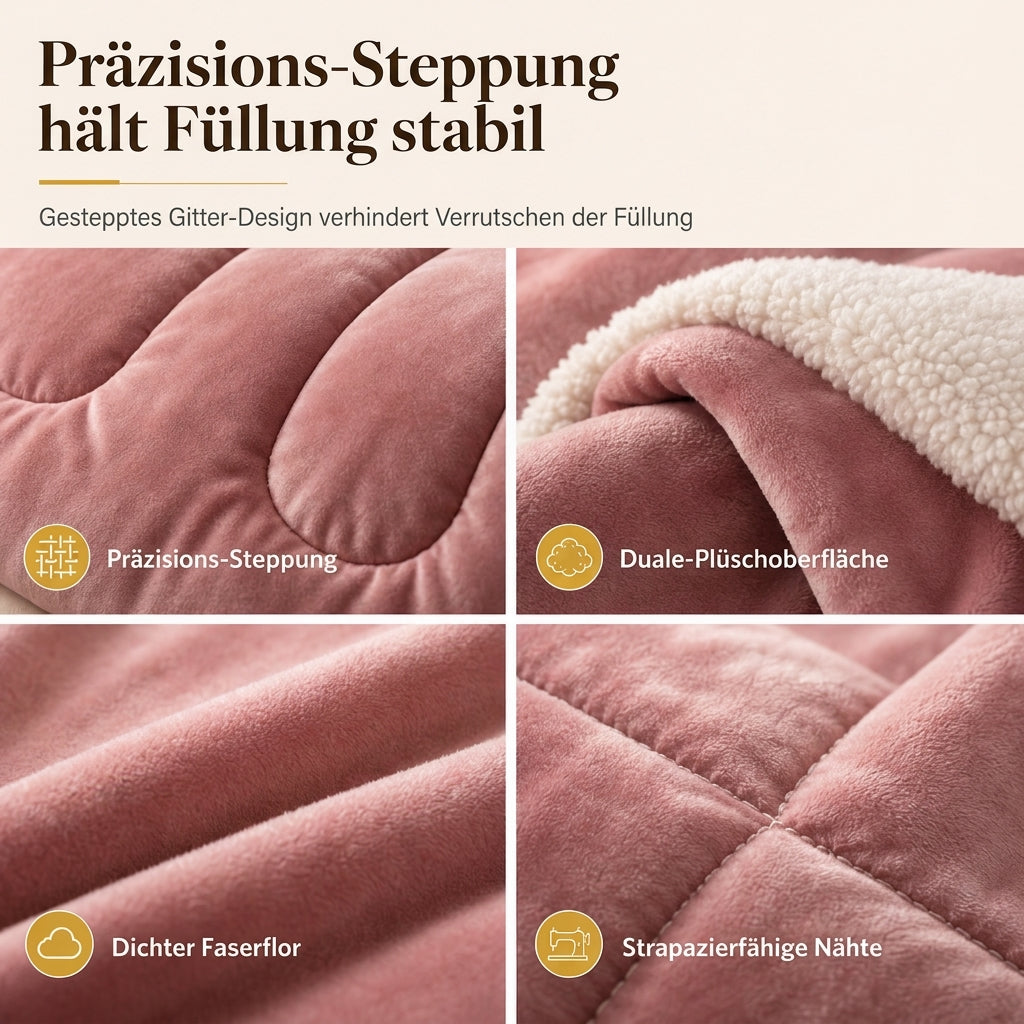 ❄️ NUR FÜR KURZE ZEIT 50% RABATT! 🧸 Milk Velvet Sherpa Winterbettdecke – Zweiseitig Plüsch, Wärmeisolierend, Füllung Verrutscht Nicht ✨