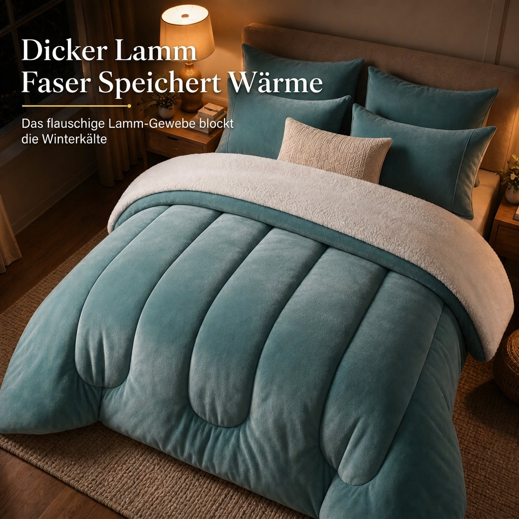 ❄️ NUR FÜR KURZE ZEIT 50% RABATT! 🧸 Milk Velvet Sherpa Winterbettdecke – Zweiseitig Plüsch, Wärmeisolierend, Füllung Verrutscht Nicht ✨