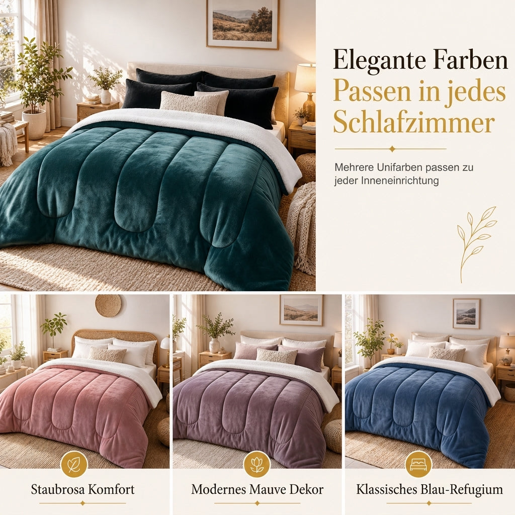 ❄️ NUR FÜR KURZE ZEIT 50% RABATT! 🧸 Milk Velvet Sherpa Winterbettdecke – Zweiseitig Plüsch, Wärmeisolierend, Füllung Verrutscht Nicht ✨