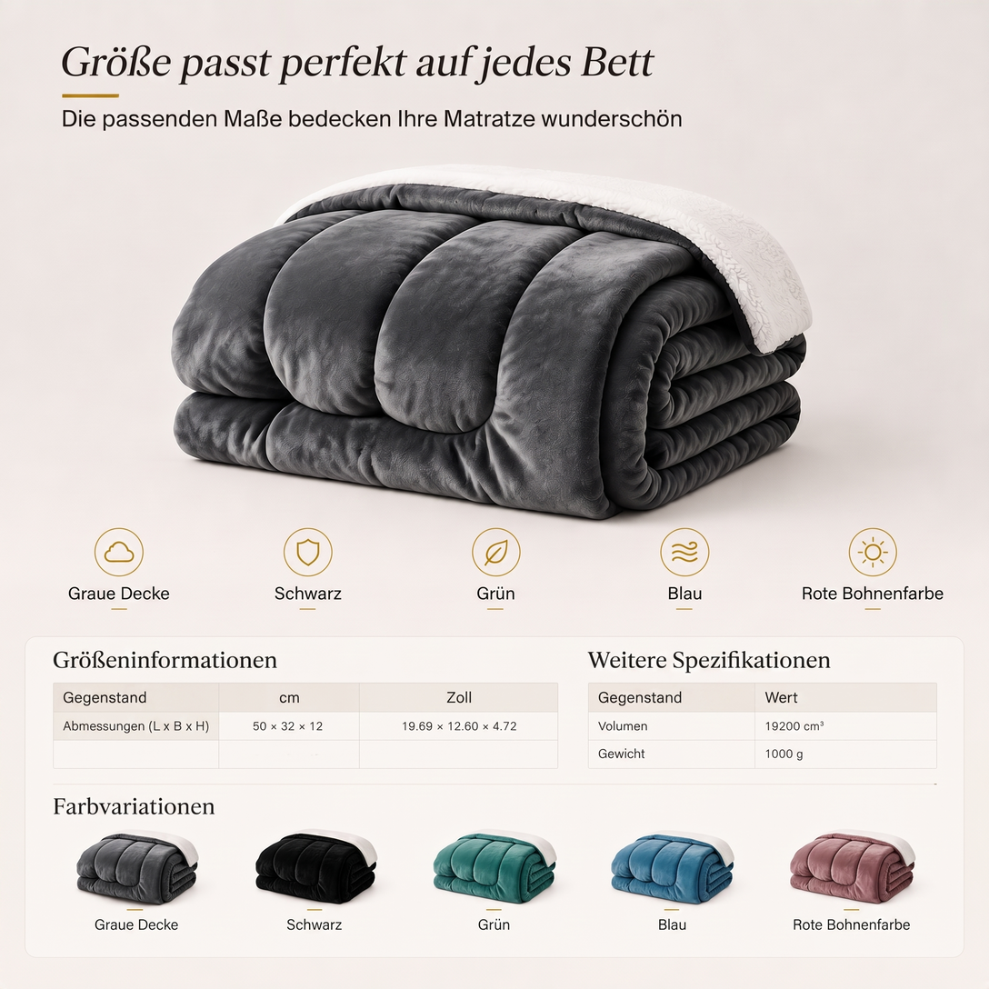❄️ NUR FÜR KURZE ZEIT 50% RABATT! 🧸 Milk Velvet Sherpa Winterbettdecke – Zweiseitig Plüsch, Wärmeisolierend, Füllung Verrutscht Nicht ✨