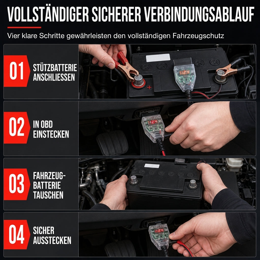 🔋 OBD II 12V-Speichererhaltungsgerät für Kfz | Spannungsanzeige