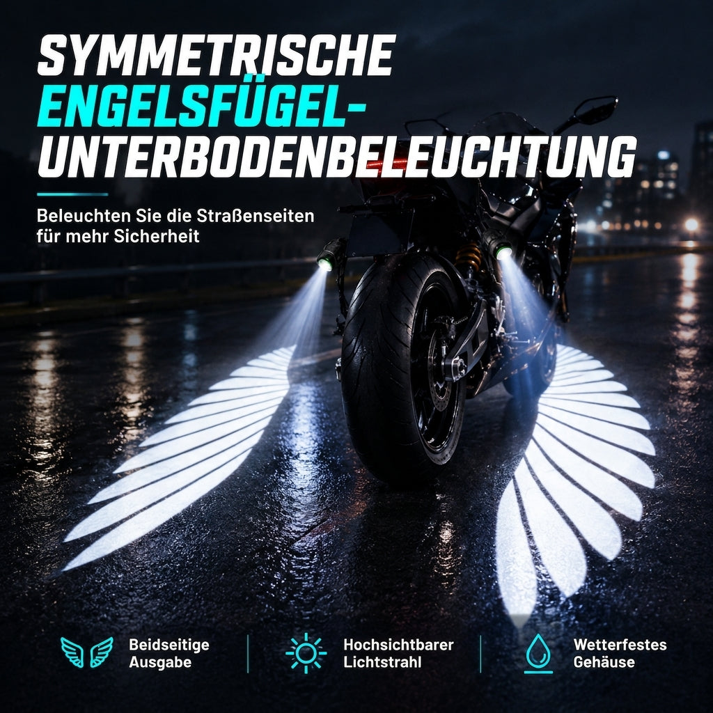 🎉 50% RABATT! 🏍️ Zweirad-LED-Engelflügel-Bodenprojektionslichter – auffälliger Flügelschein für nächtliche Fahrten ✨