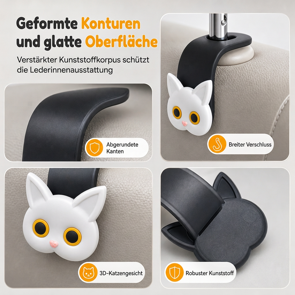 📢📢 50% RABATT!! ⏰ Universeller Cartoon-Katzen-Autositzhaken und Organizer zur Aufbewahrung im Fahrzeug