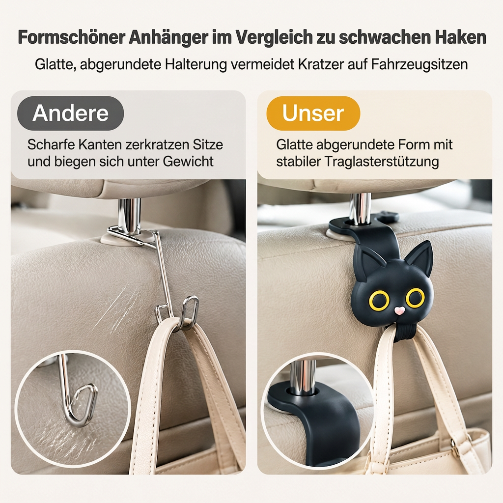 📢📢 50% RABATT!! ⏰ Universeller Cartoon-Katzen-Autositzhaken und Organizer zur Aufbewahrung im Fahrzeug