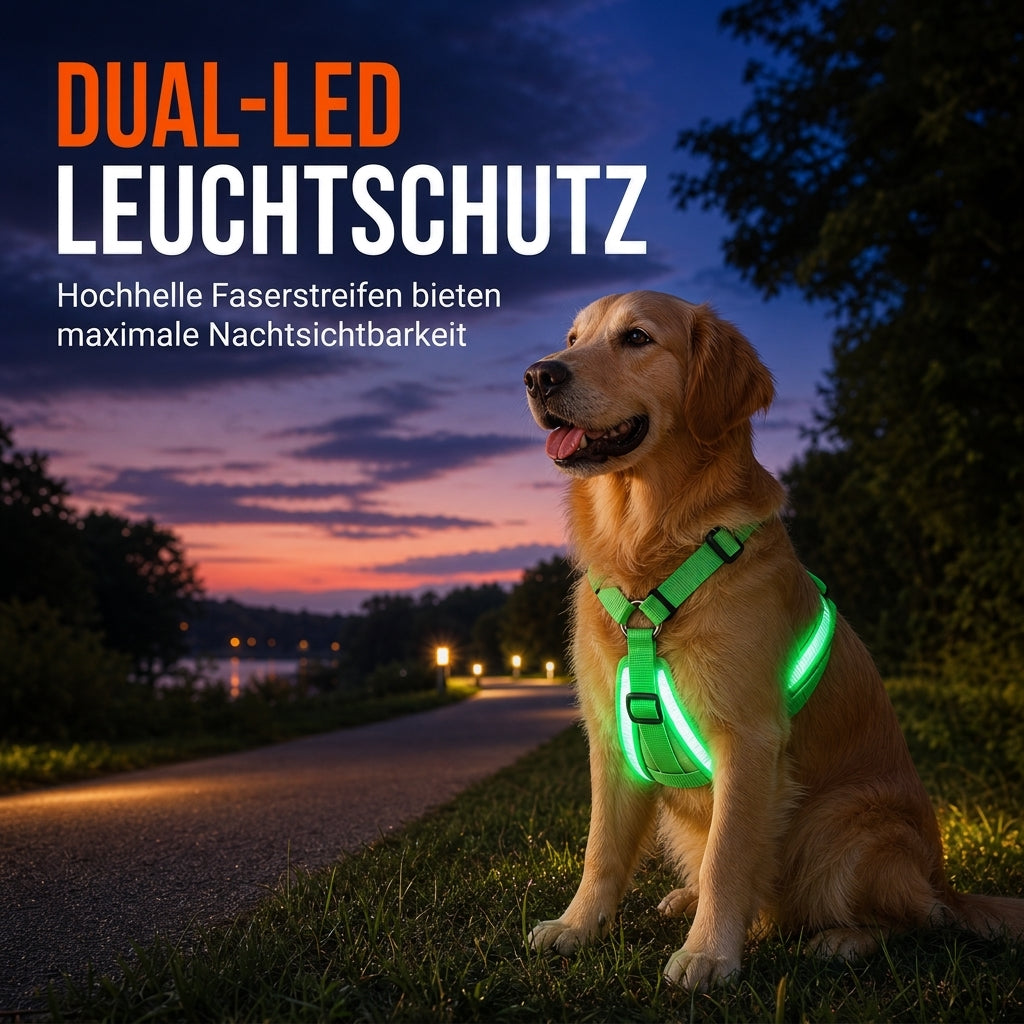 🐕 50 % Rabatt!! 💡LED-Hundeharness mit Leuchtfunktion für Spaziergänge bei Nacht