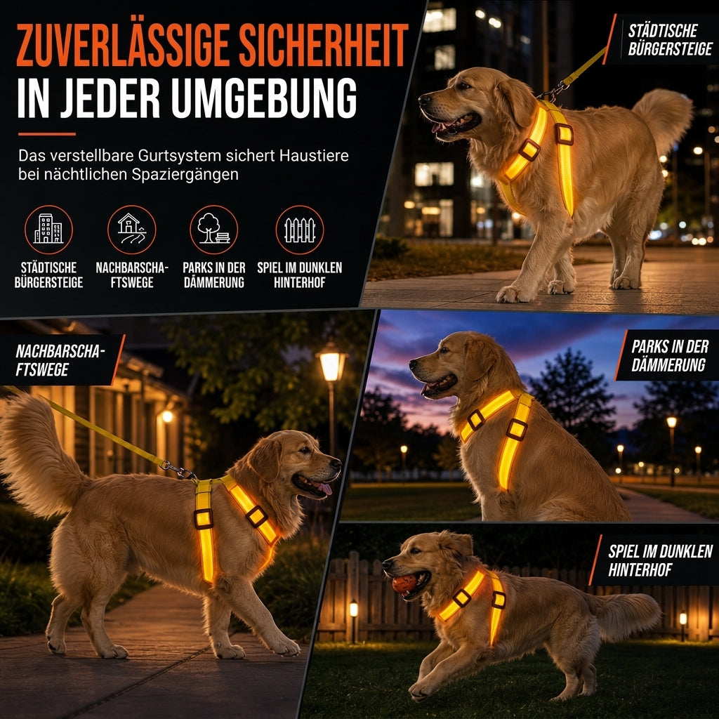 🐕 50 % Rabatt!! 💡LED-Hundeharness mit Leuchtfunktion für Spaziergänge bei Nacht