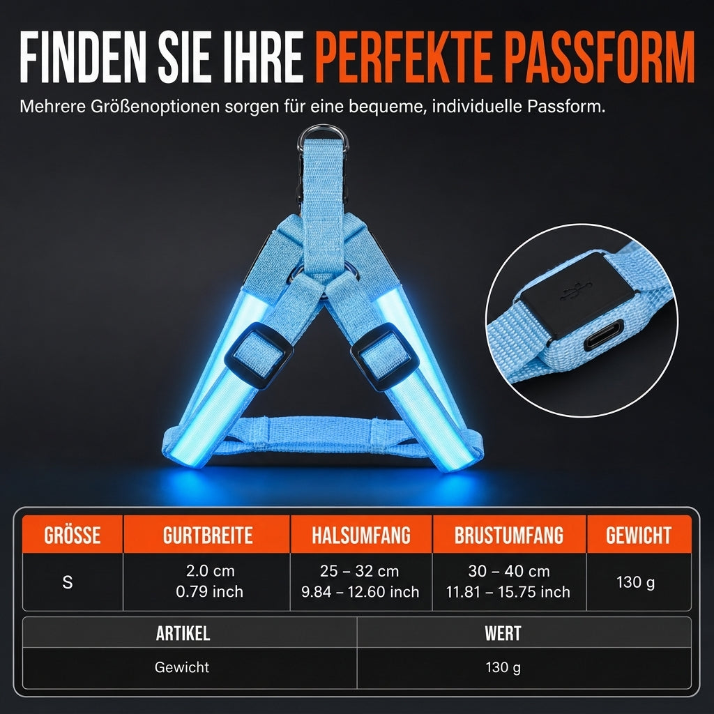 🐕 50 % Rabatt!! 💡LED-Hundeharness mit Leuchtfunktion für Spaziergänge bei Nacht