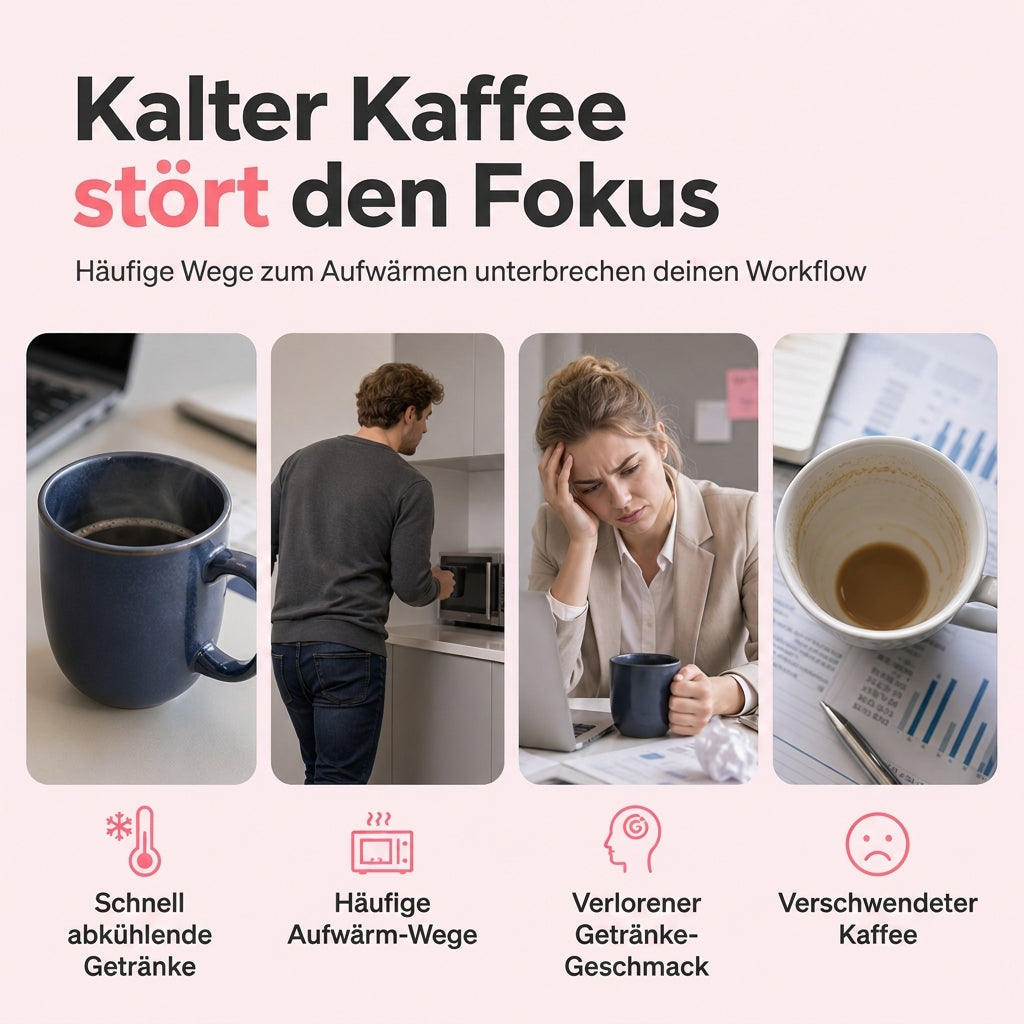 Elektrischer beheizbarer Kaffeebecher mit 3 Temperatureinstellungen