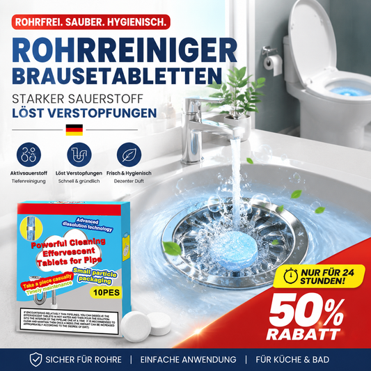 🧼🔥 3+2 GRATIS! – ÜBER 50.000 VERKAUFT! Leistungsstarke Brausetabletten zur Rohrreinigung – Lösen Haare, Fett & Schmutz zuverlässig – Wirken schnell & schonend – Für Küche, Bad & Waschbecken ⚡💧✨