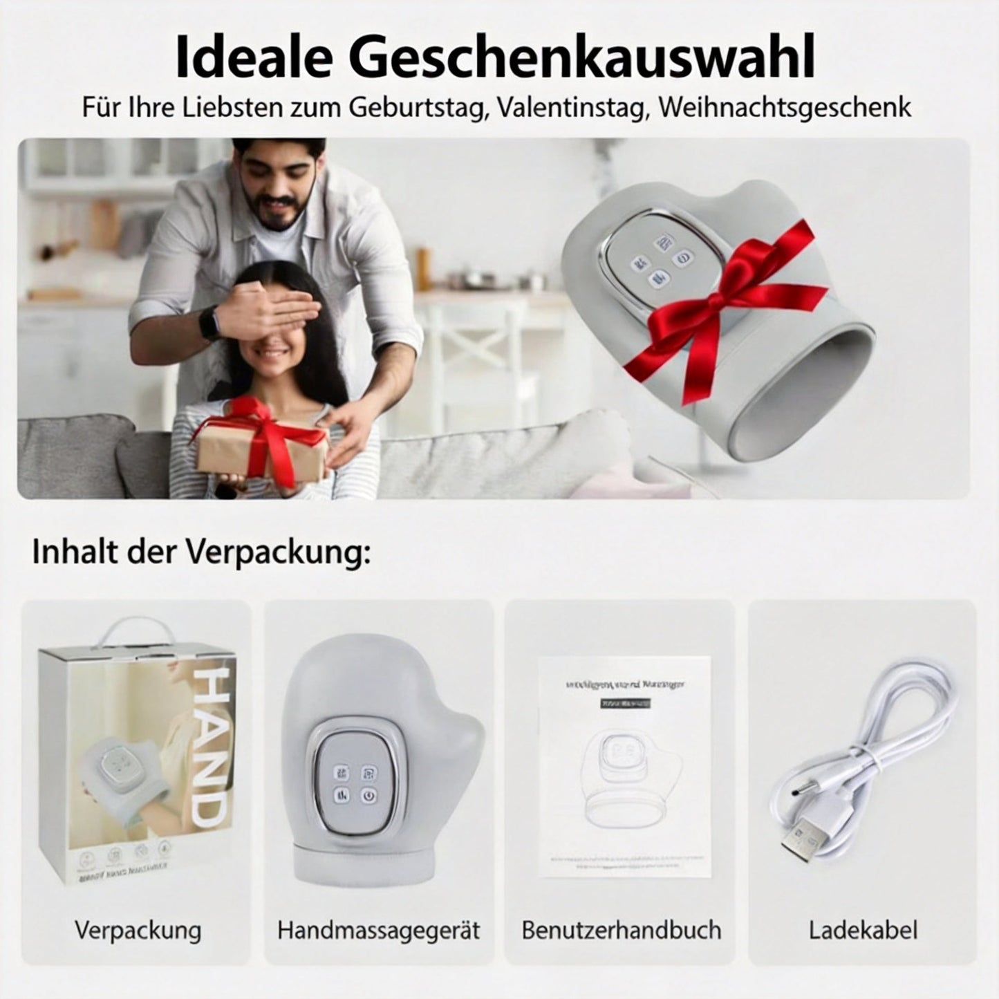 🖐️ 50% RABATT! 💆 Hand- & Handgelenk-Massagegerät – Luftkompression, 3 Modi, 5 Stufen & Timer – Beidhändig nutzbar – Entspannung für zu Hause 🌿