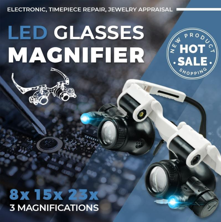 🔍 50% RABATT! 💡 LED-Lupenbrille – 23-fache Vergrößerung, hell & handsfree – Ideal für Löten, Basteln & Präzisionsarbeiten 👓