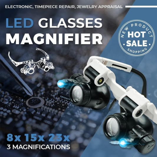 🔍 50% RABATT! 💡 LED-Lupenbrille – 23-fache Vergrößerung, hell & handsfree – Ideal für Löten, Basteln & Präzisionsarbeiten 👓