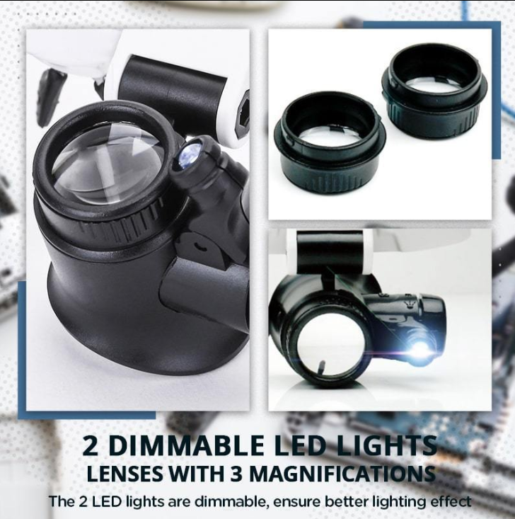 🔍 50% RABATT! 💡 LED-Lupenbrille – 23-fache Vergrößerung, hell & handsfree – Ideal für Löten, Basteln & Präzisionsarbeiten 👓